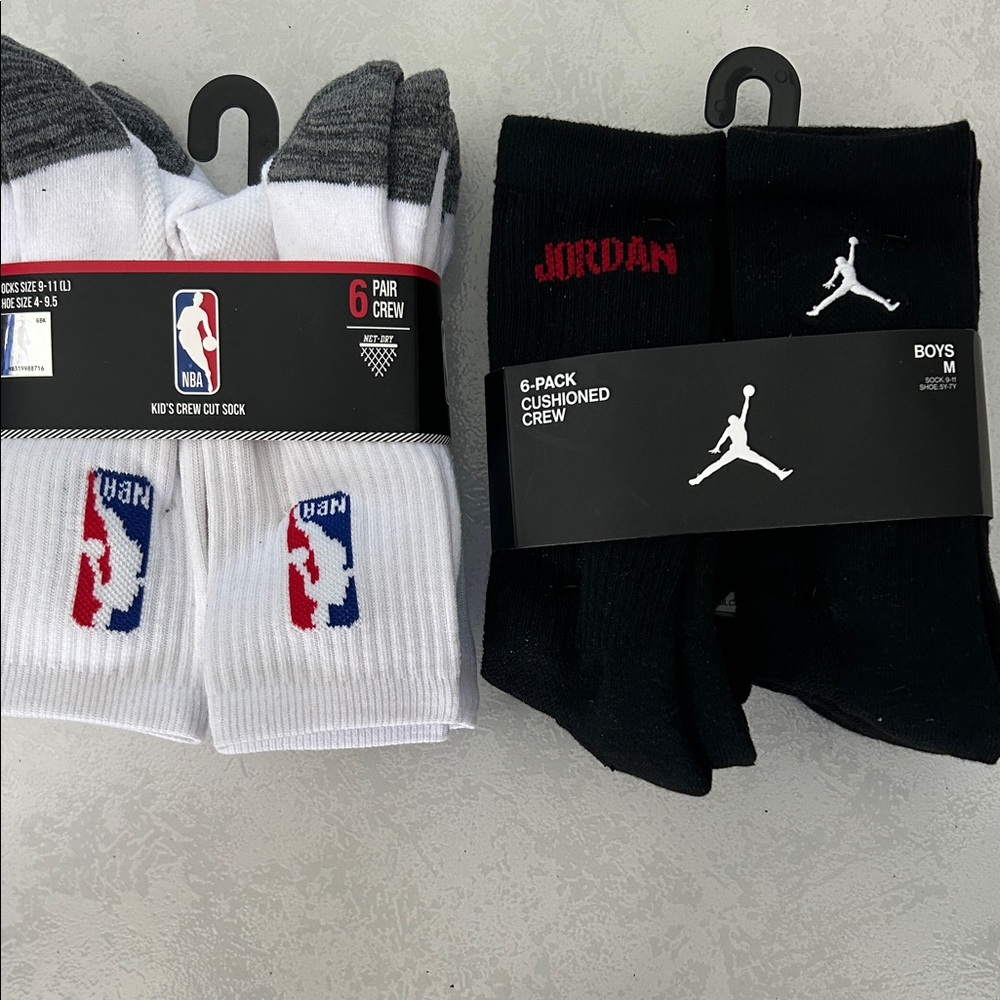 NBA and Jordan Boys Cushioned Crew Socks